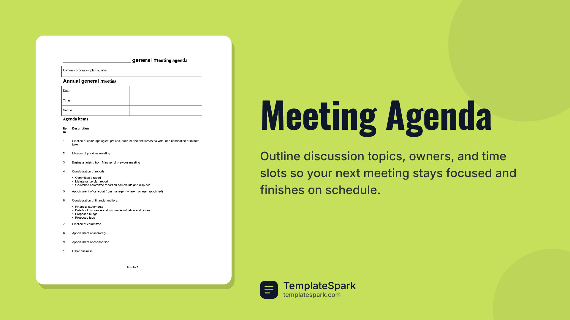 Meeting Agenda preview