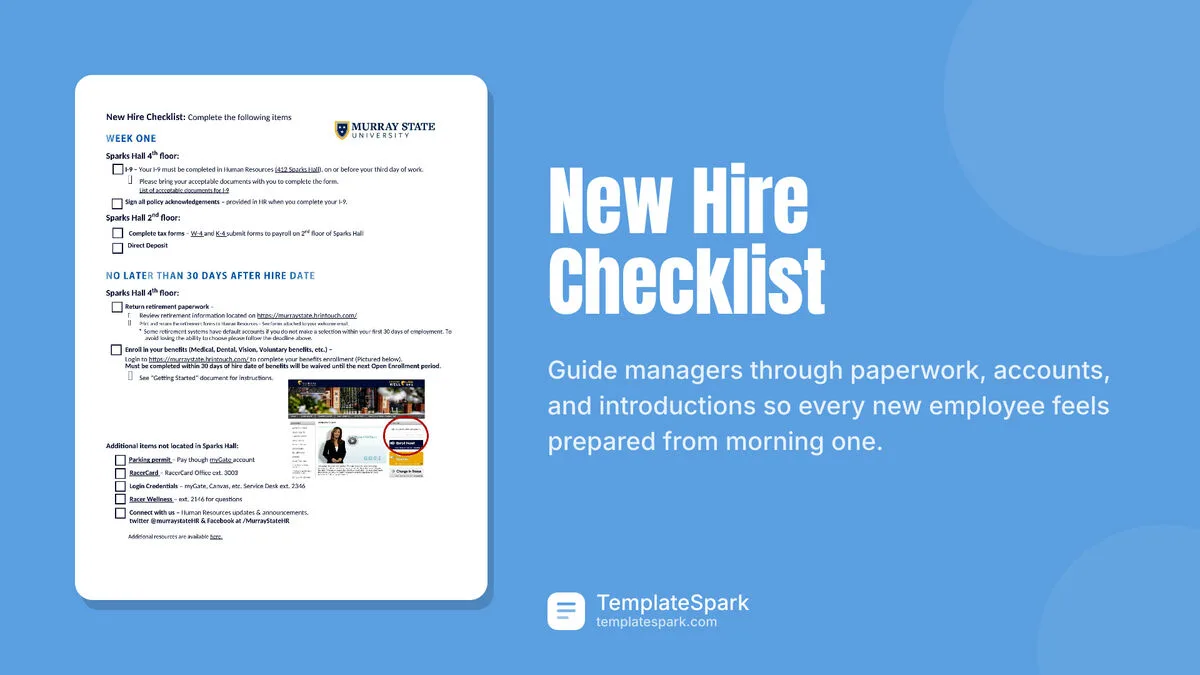 New Hire Checklist New Hire Checklist