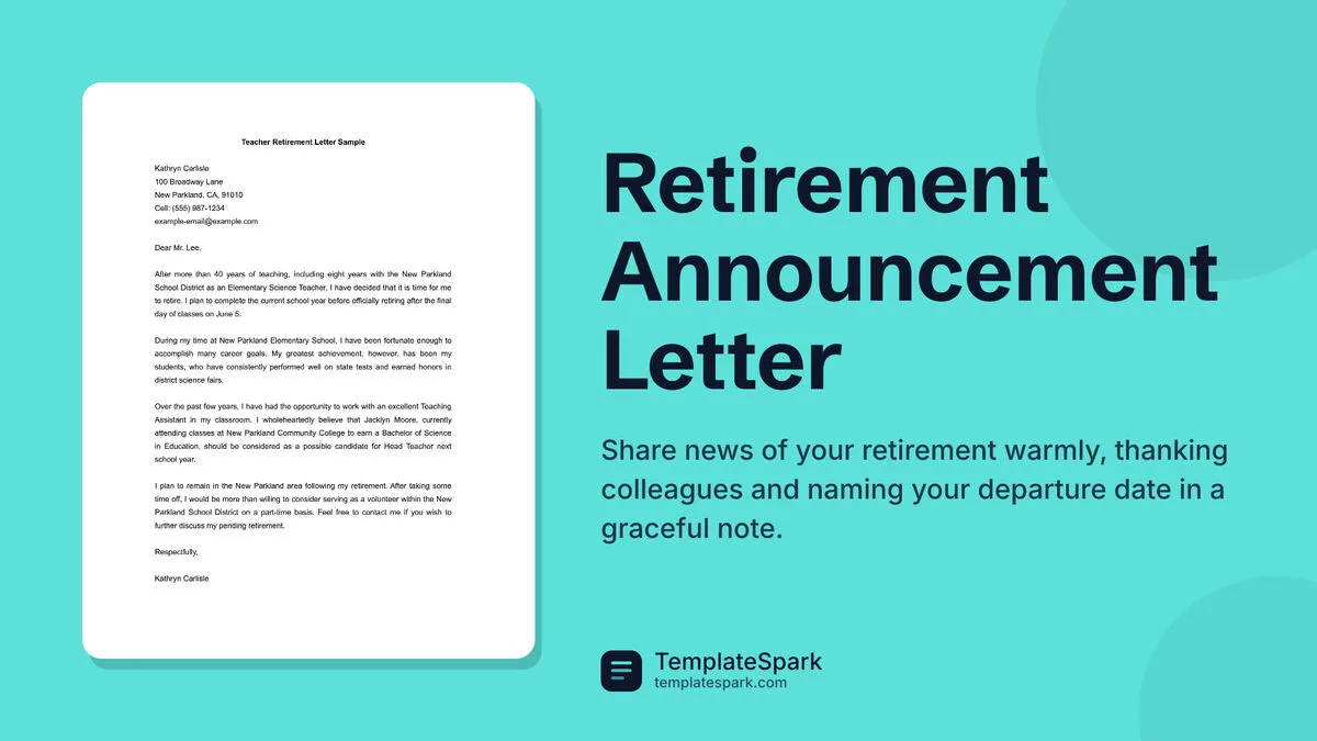 Retirement Announcement Letter Retirement Announcement Letter