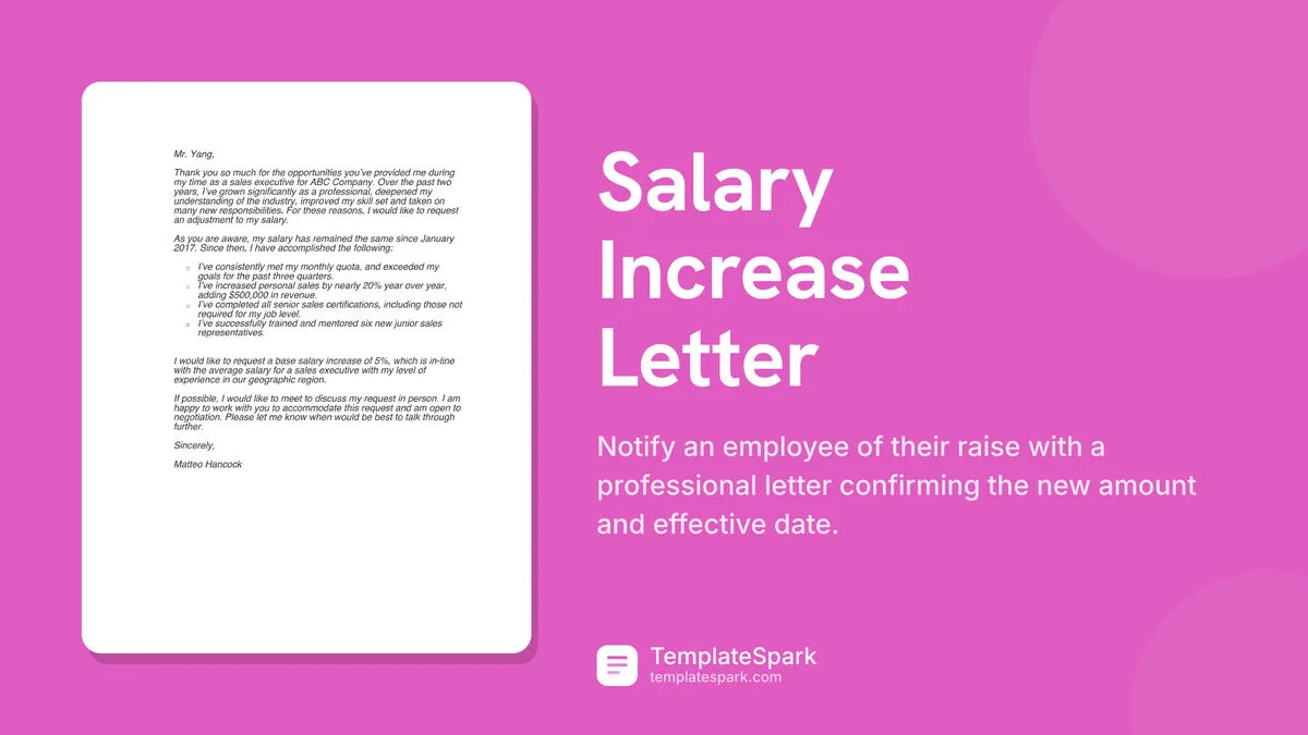 Salary Increase Letter Salary Increase Letter