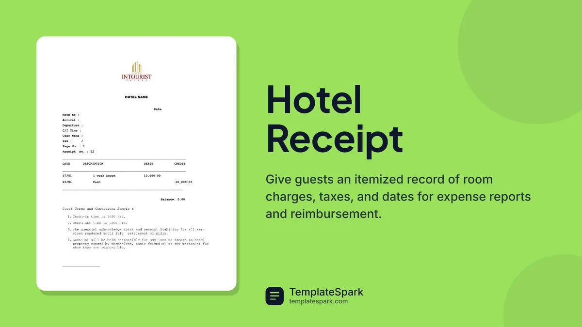 Hotel Receipt Hotel Receipt