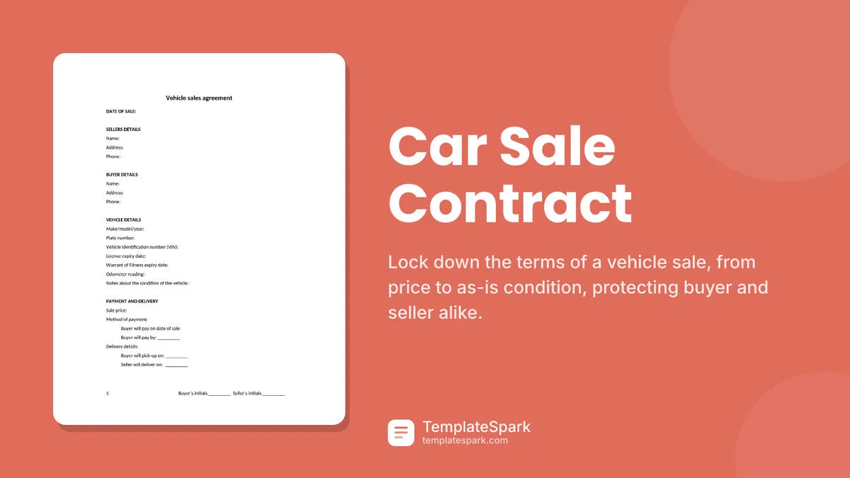 Car Sale Contract Car Sale Contract