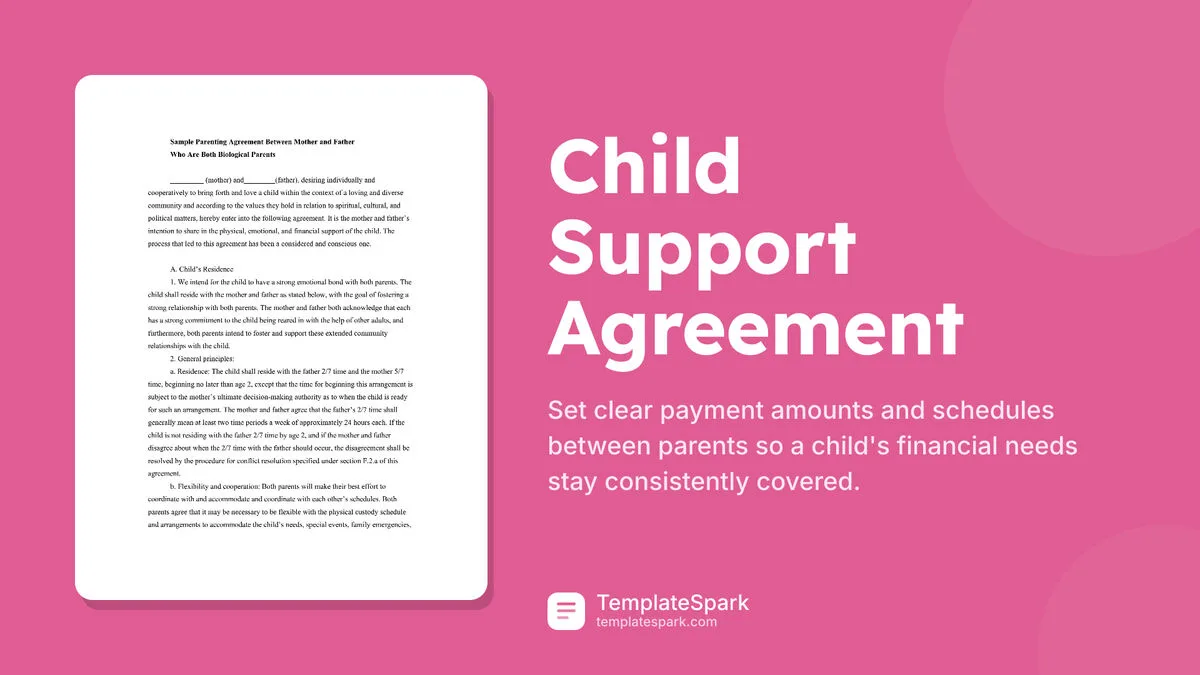 Child Support Agreement Child Support Agreement