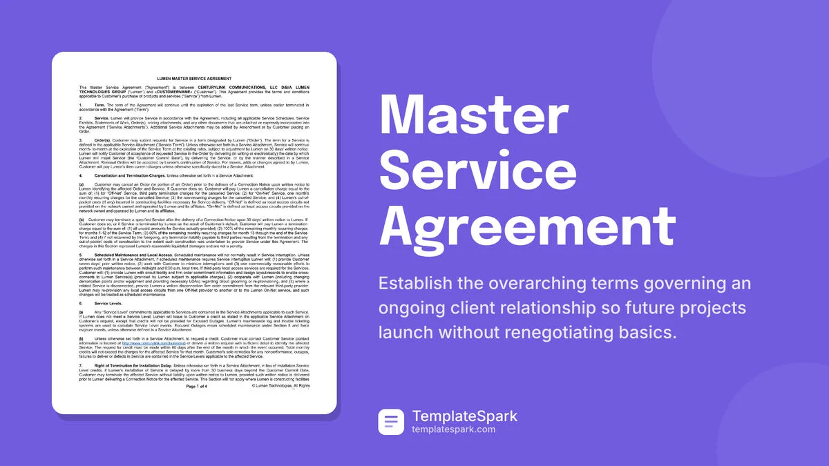 Master Service Agreement Master Service Agreement