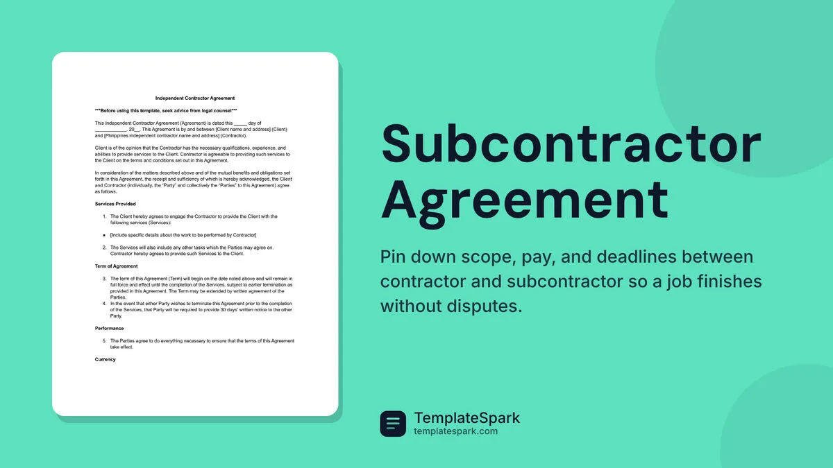 Subcontractor Agreement Subcontractor Agreement
