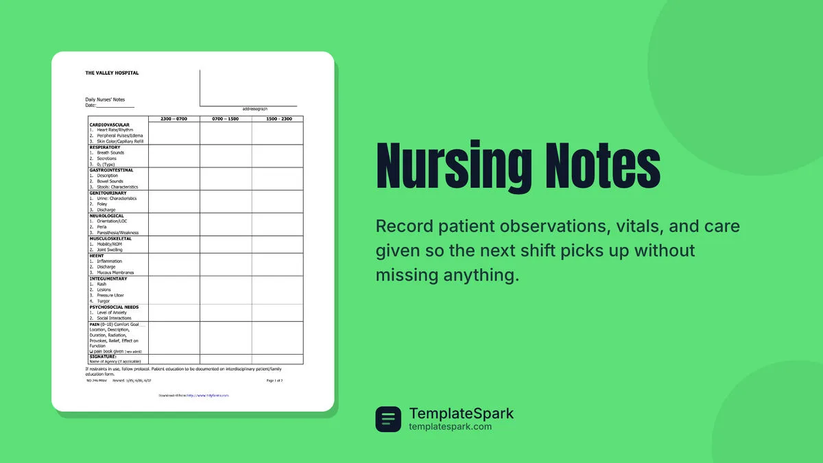 Nursing Notes Nursing Notes