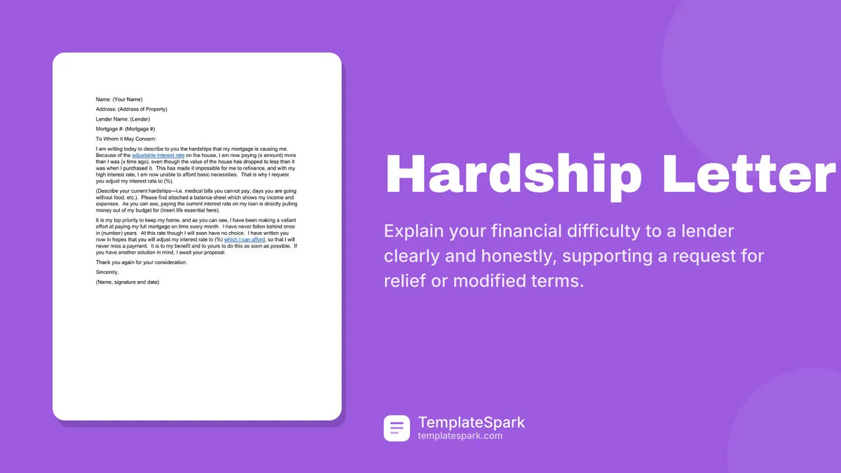 Hardship Letter Hardship Letter