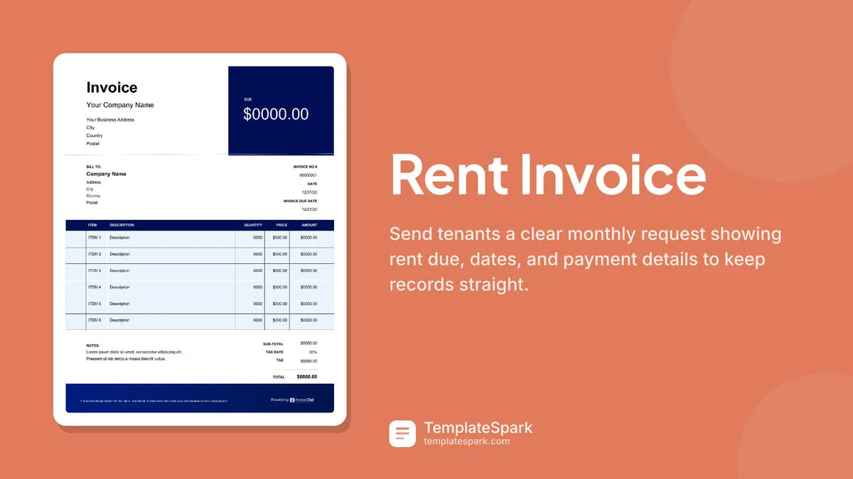 Rent Invoice Rent Invoice