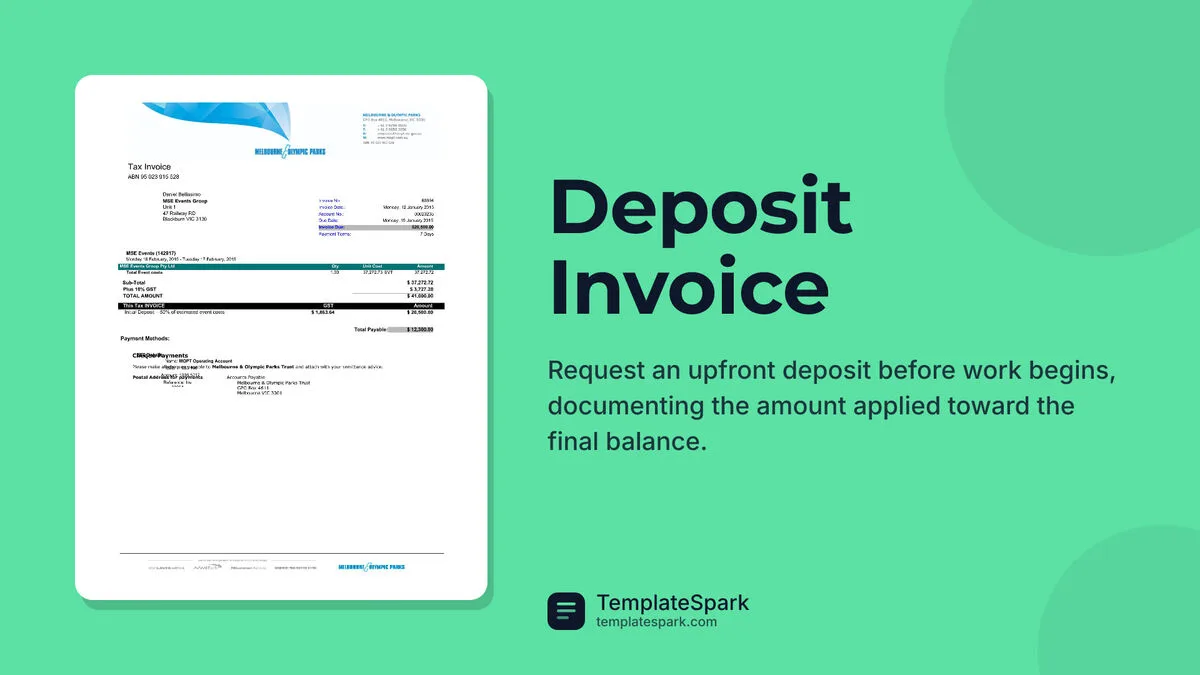 Deposit Invoice Deposit Invoice