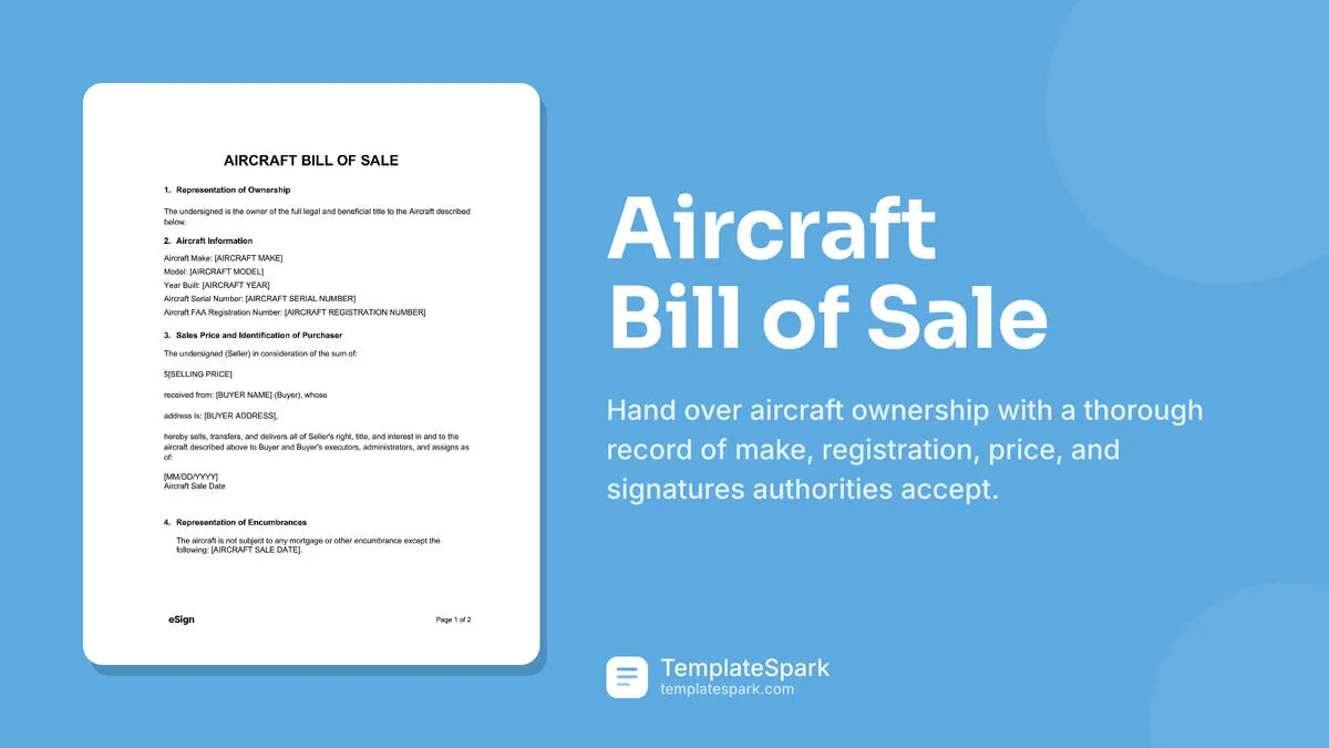 Aircraft Bill of Sale Aircraft Bill of Sale