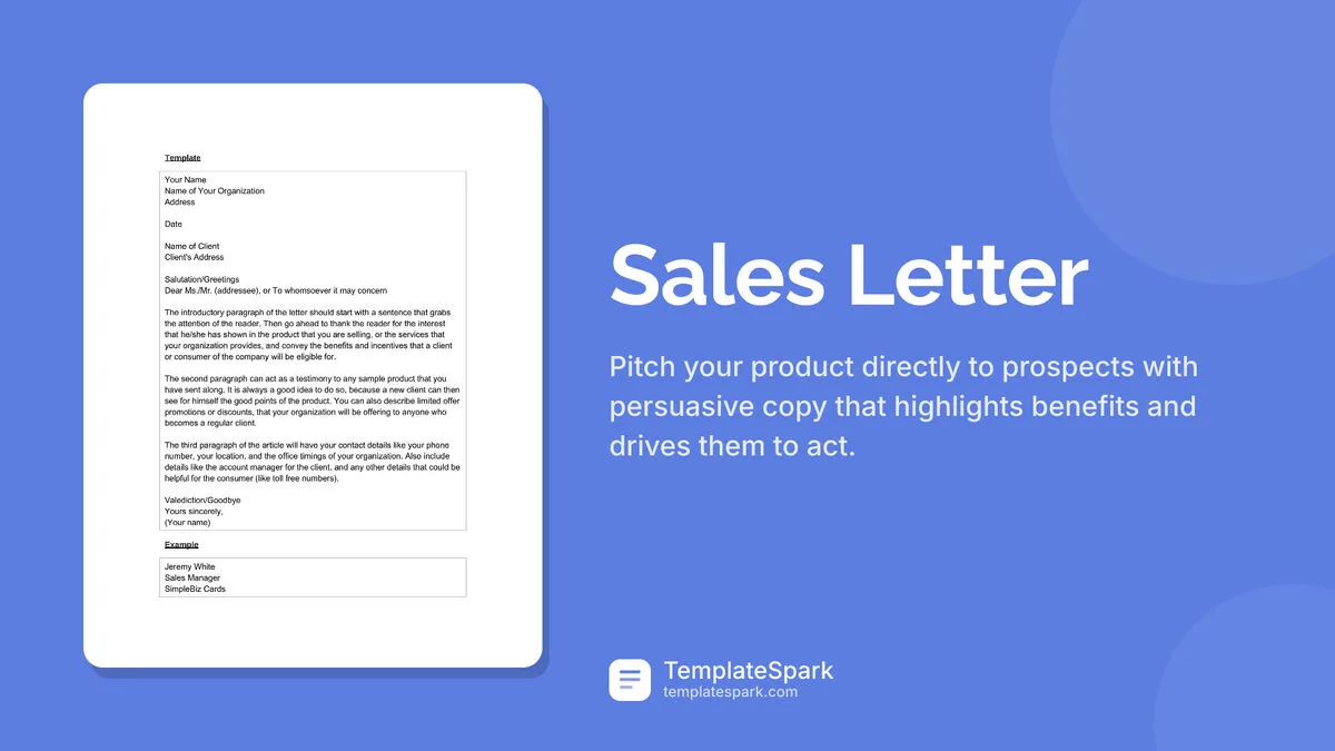 Sales Letter Sales Letter