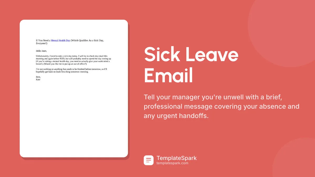 Sick Leave Email Sick Leave Email