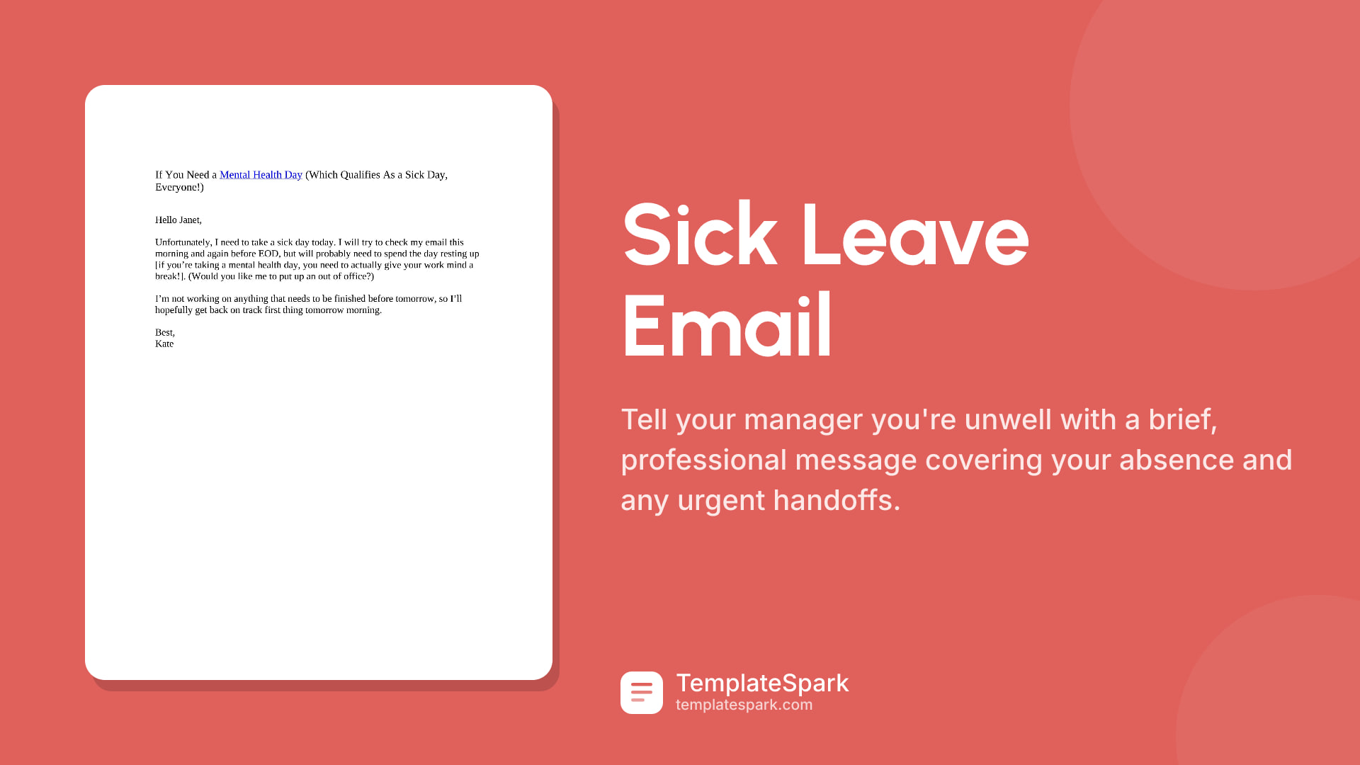Sick Leave Email