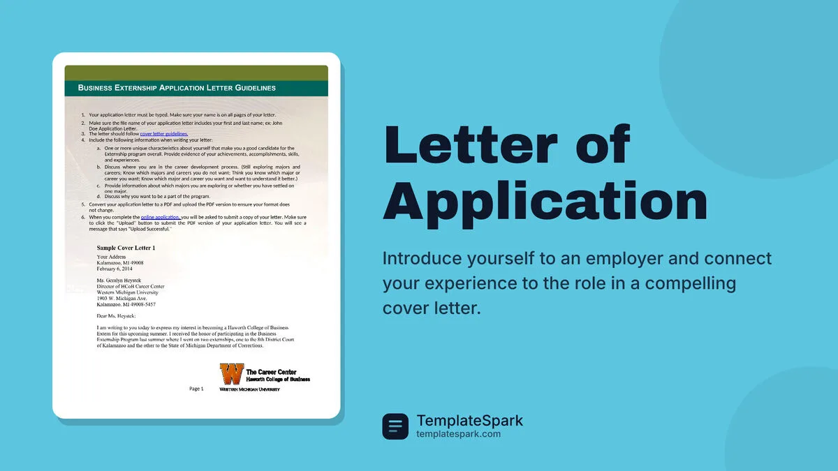 Letter of Application Letter of Application