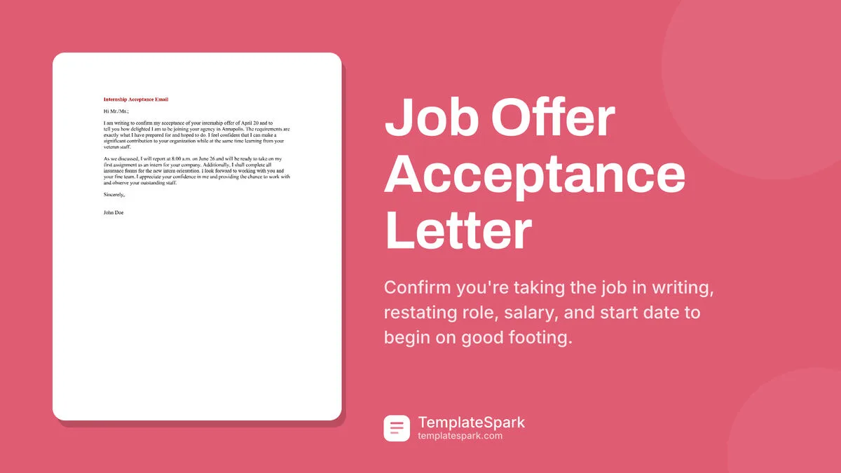 Job Offer Acceptance Letter Job Offer Acceptance Letter