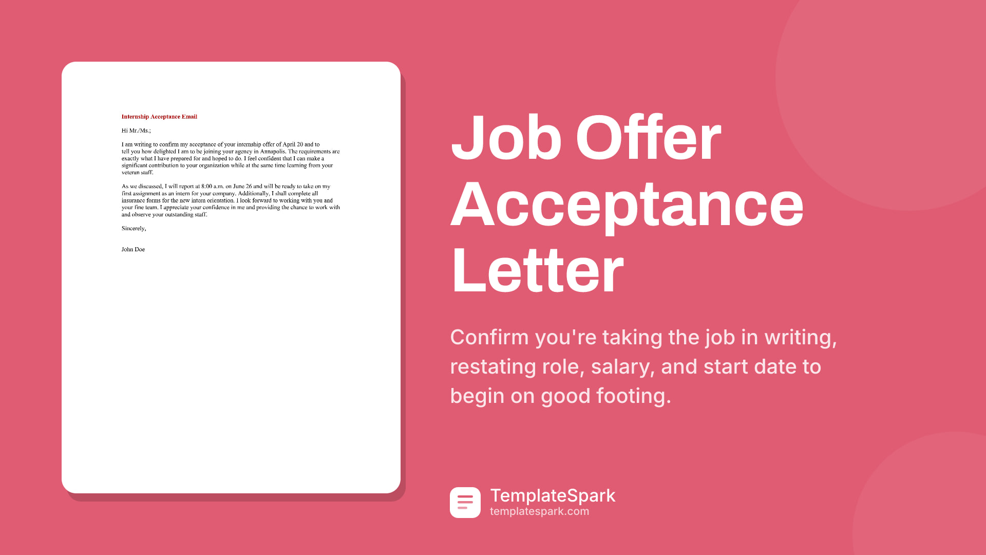 Job Offer Acceptance Letter