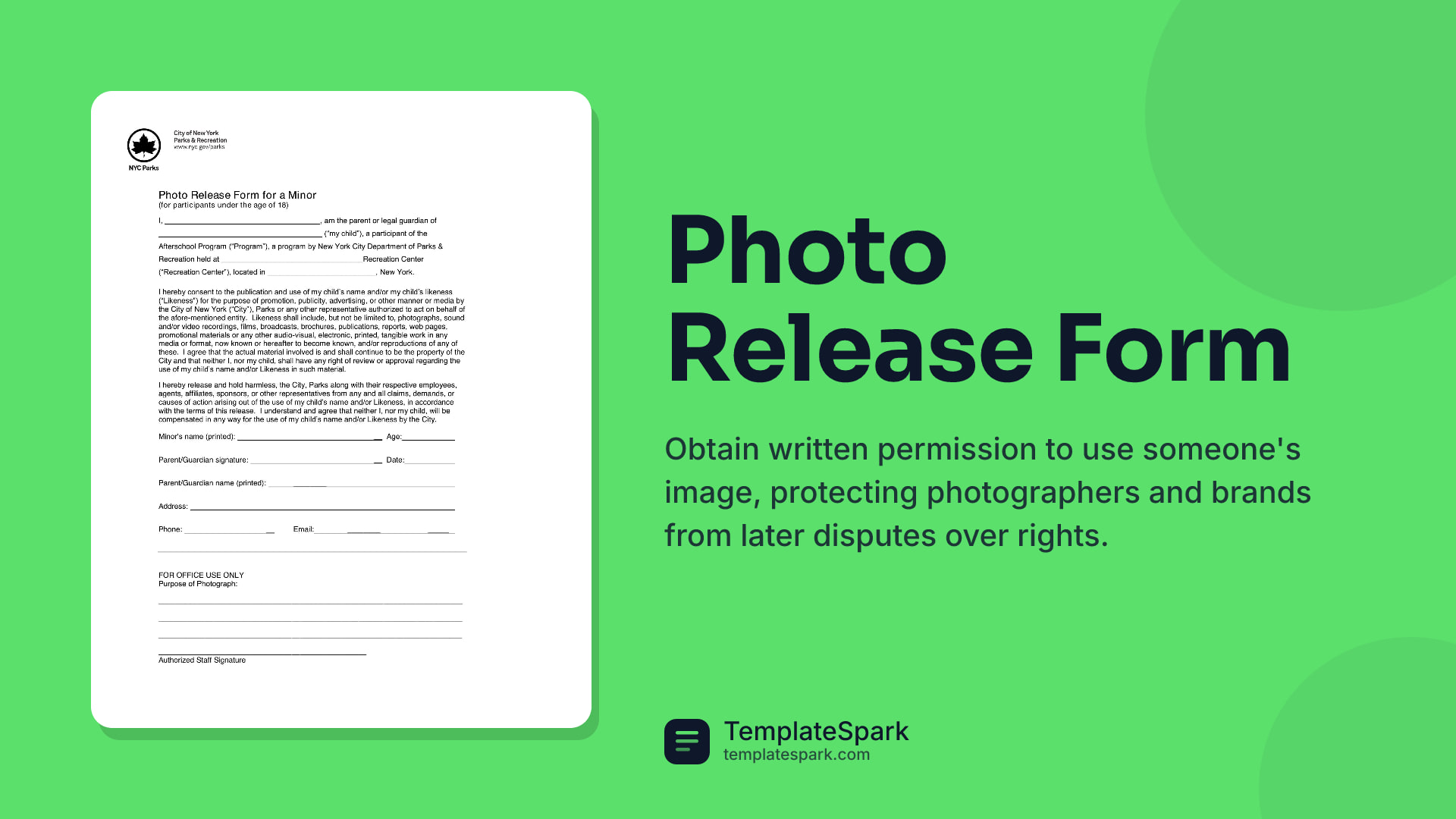 Photo Release Form preview
