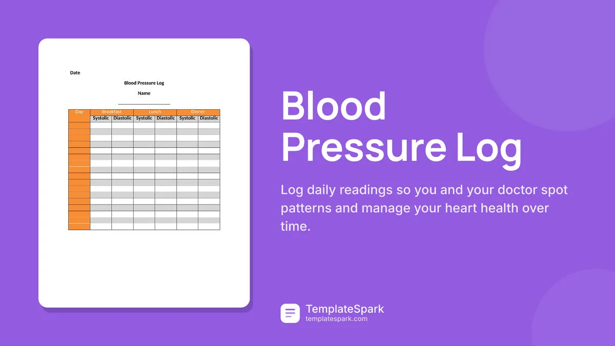 Blood Pressure Log Blood Pressure Log
