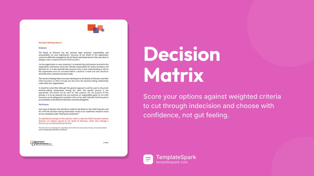 Decision Matrix Decision Matrix