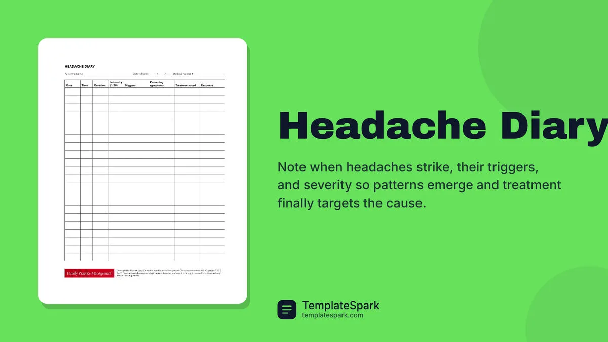 Headache Diary Headache Diary