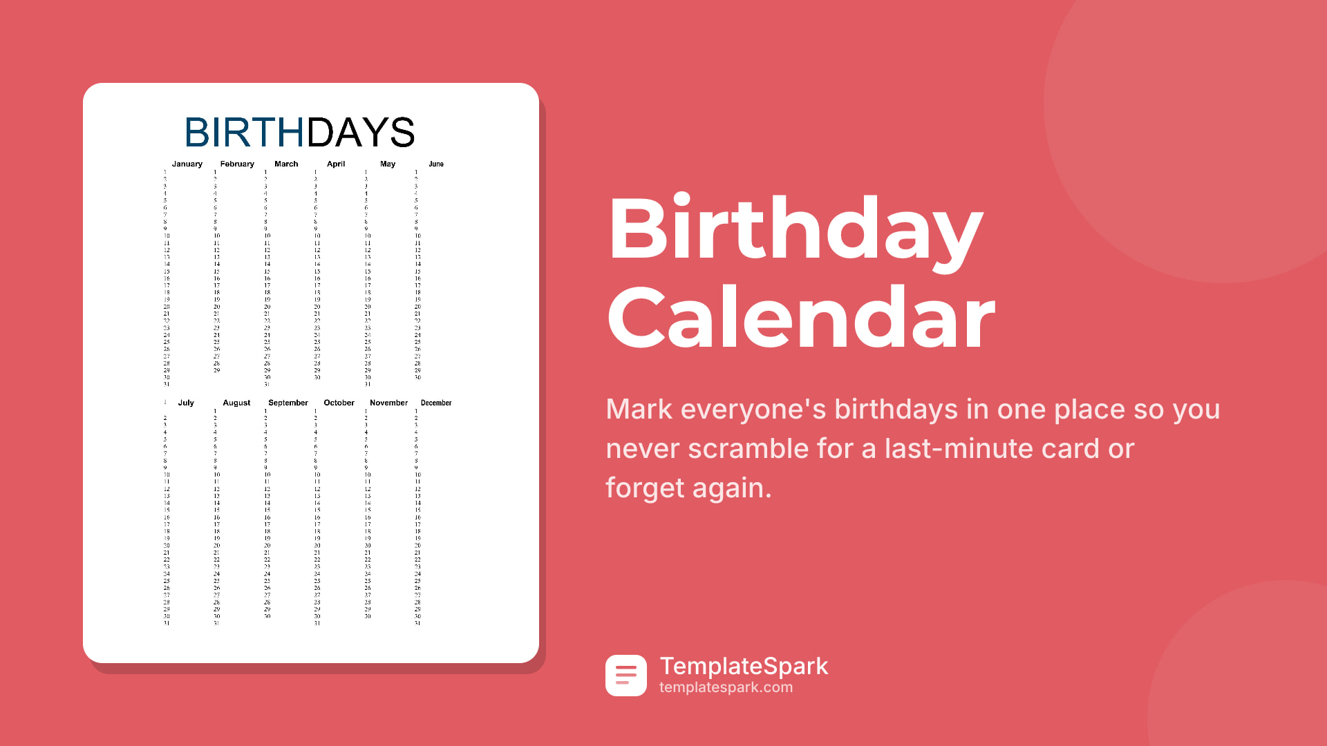 Birthday Calendar