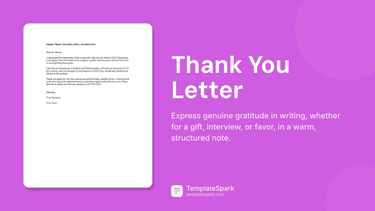 Thank You Letter Thank You Letter