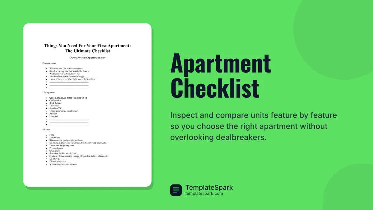 Apartment Checklist Apartment Checklist