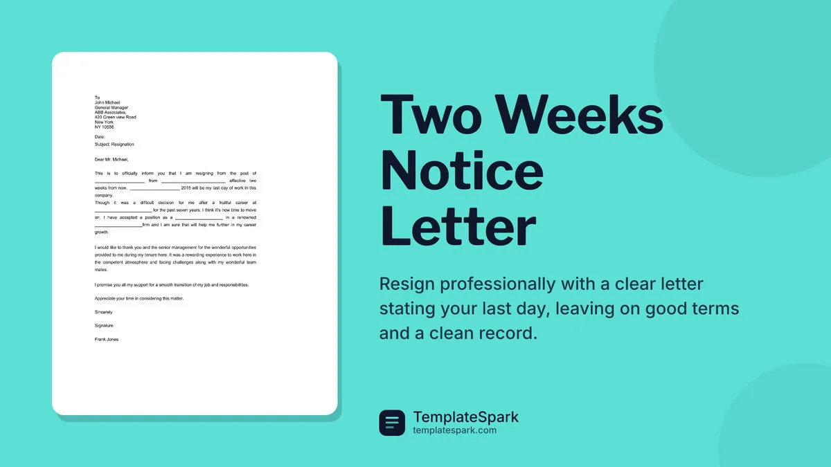 Two Weeks Notice Letter