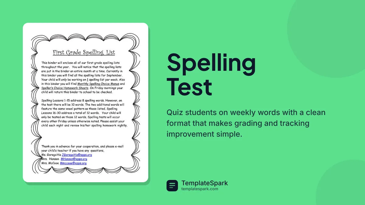 Spelling Test Spelling Test