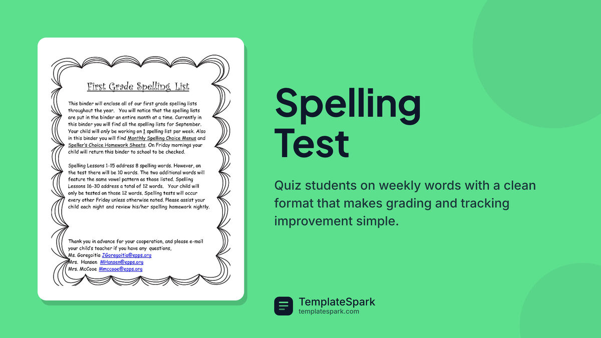 Spelling Test preview
