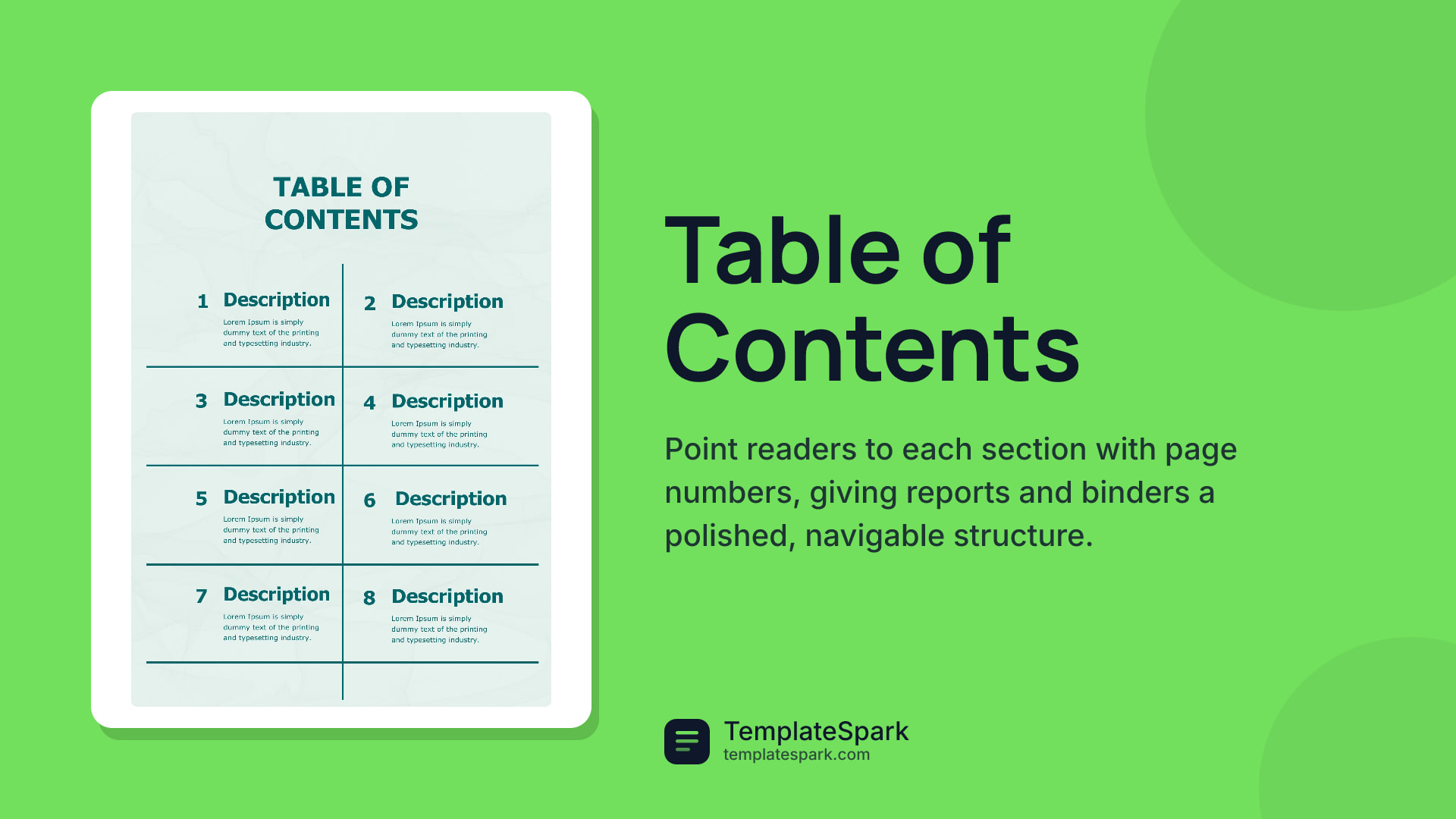 Table of Contents preview