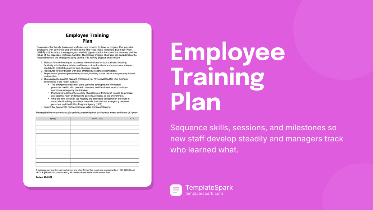 Employee Training Plan preview