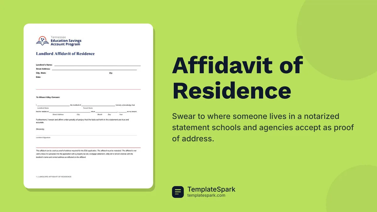 Affidavit of Residence Affidavit of Residence