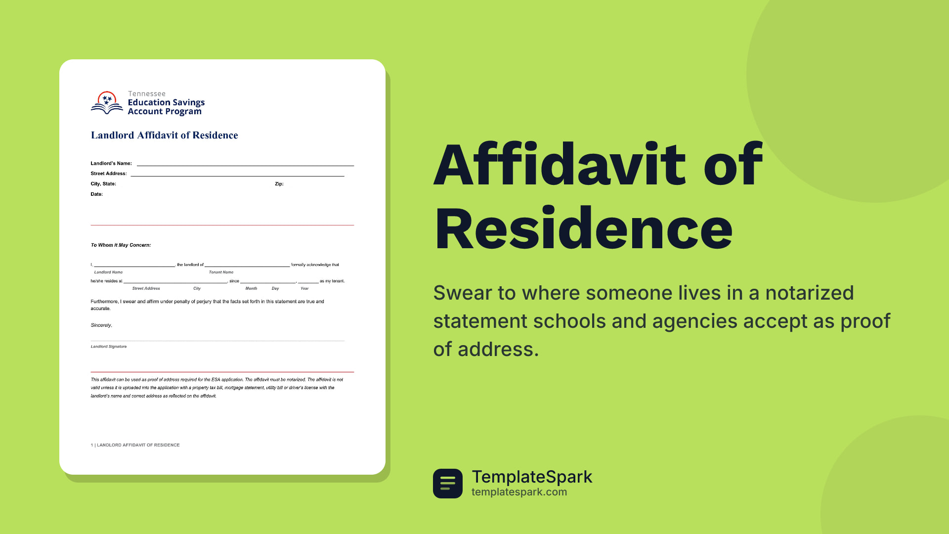 Affidavit of Residence