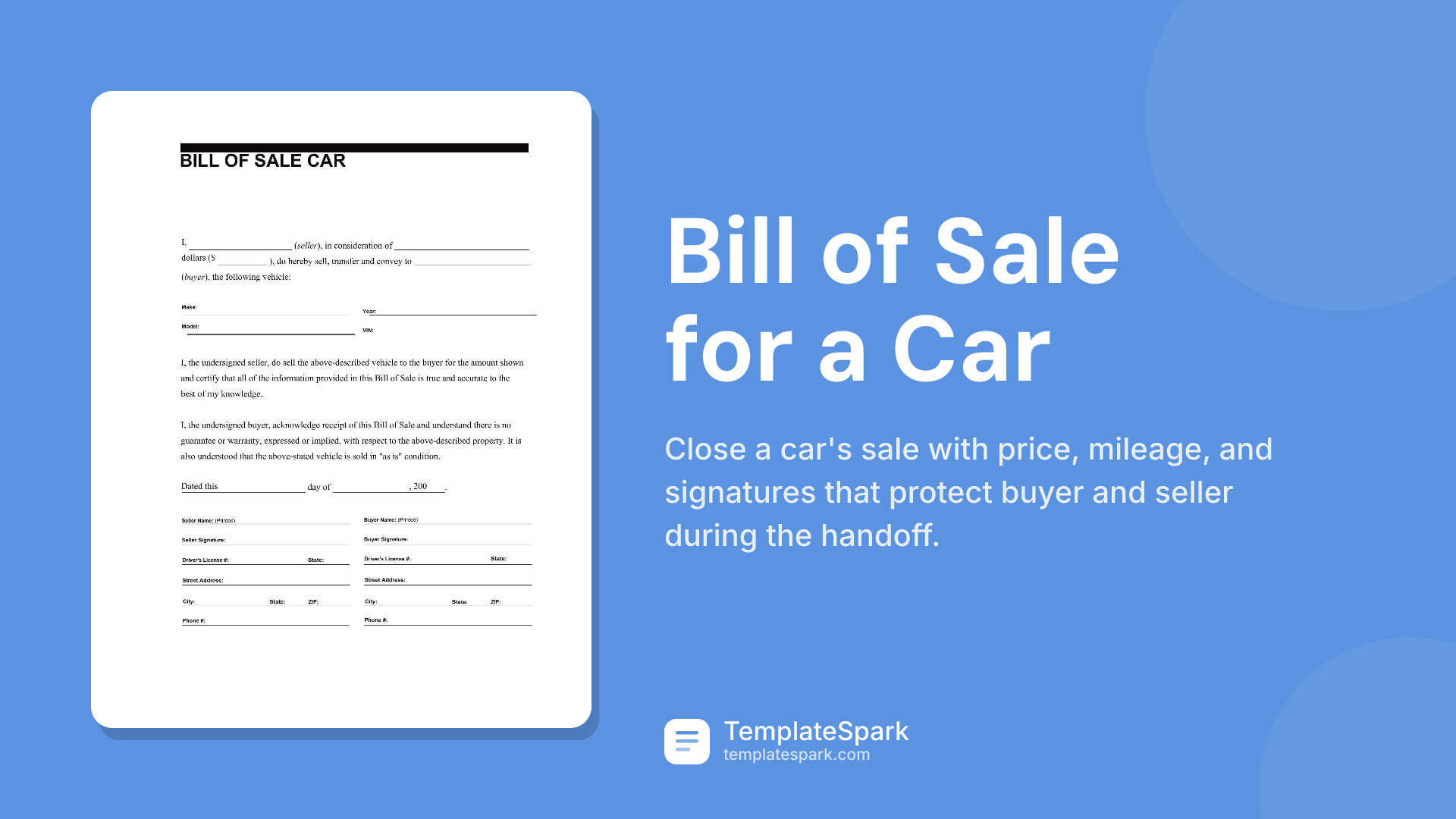 Bill of Sale for a Car