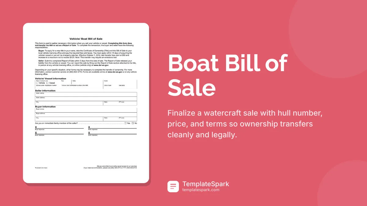 Boat Bill of Sale Boat Bill of Sale