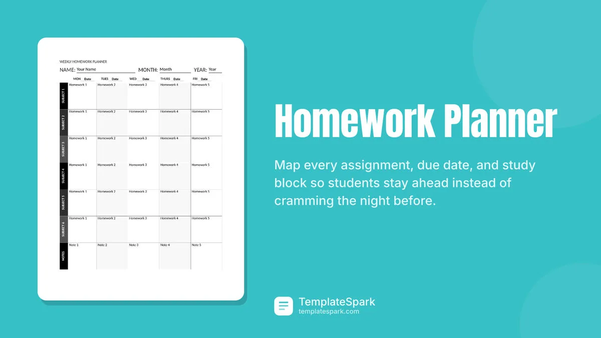Homework Planner Homework Planner