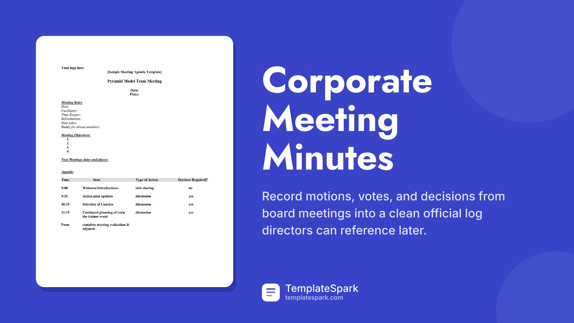 Corporate Meeting Minutes preview