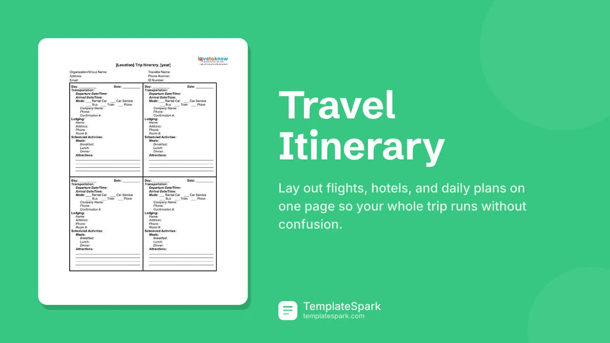 Travel Itinerary Travel Itinerary