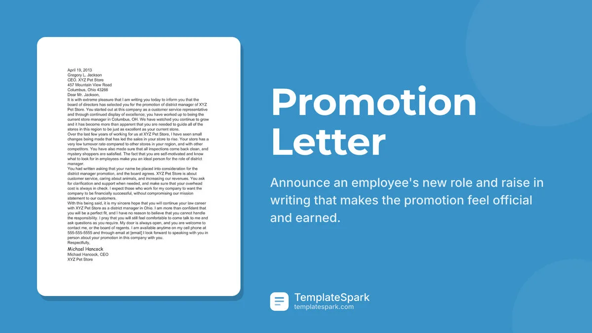 Promotion Letter Promotion Letter