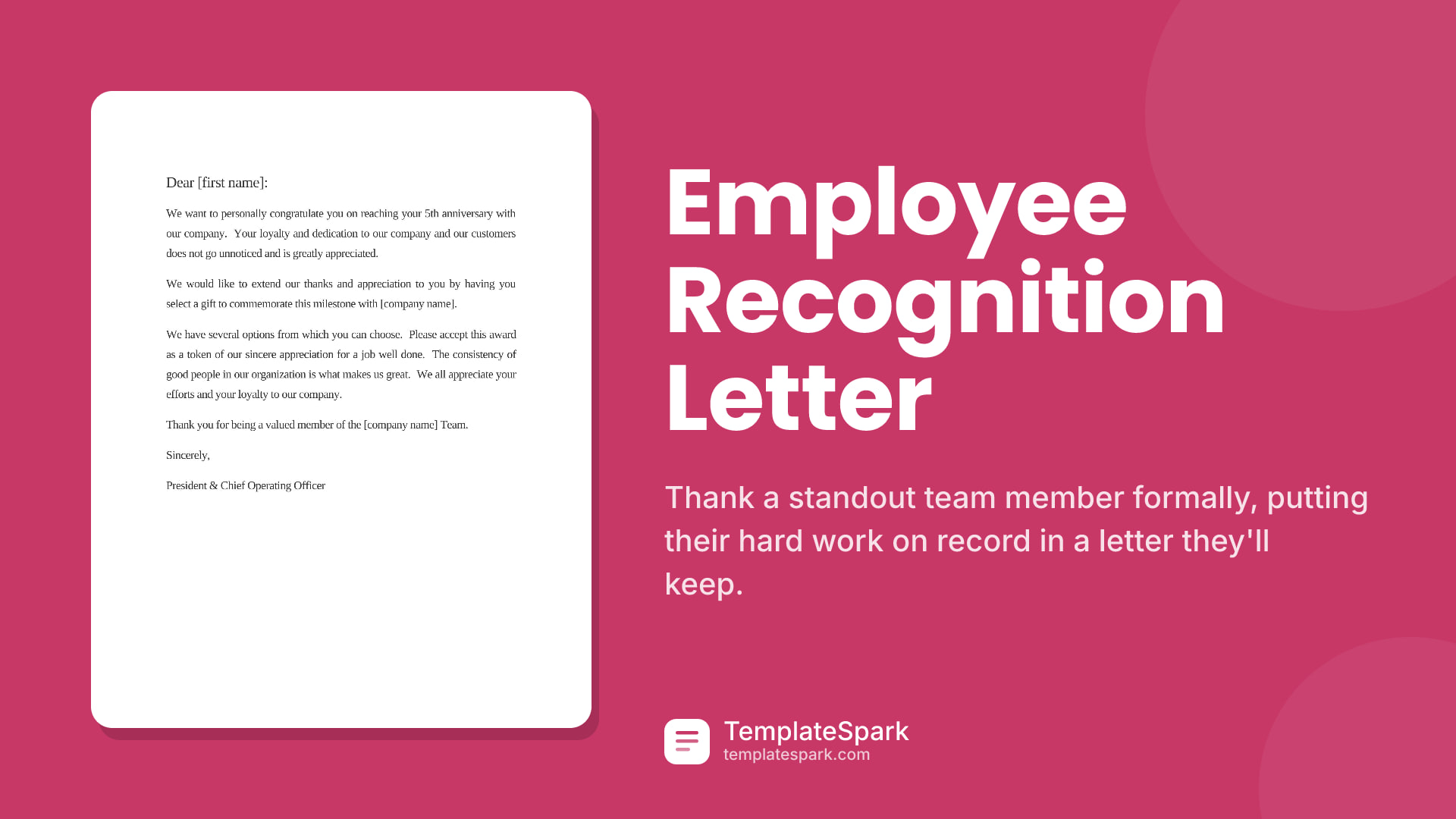 Employee Recognition Letter