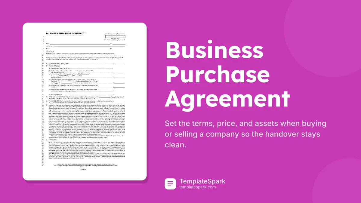 Business Purchase Agreement Business Purchase Agreement