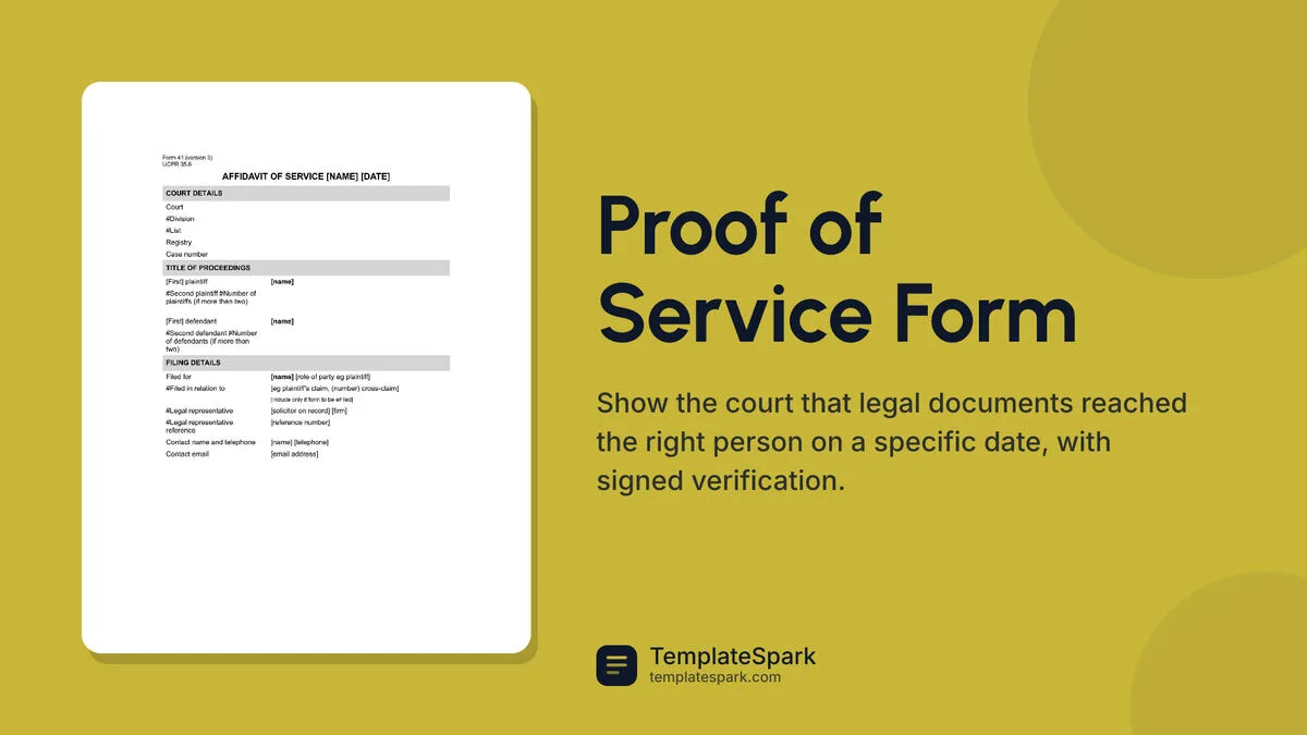 Proof of Service Form Proof of Service Form