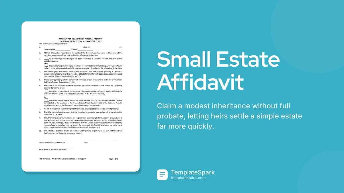 Small Estate Affidavit Small Estate Affidavit
