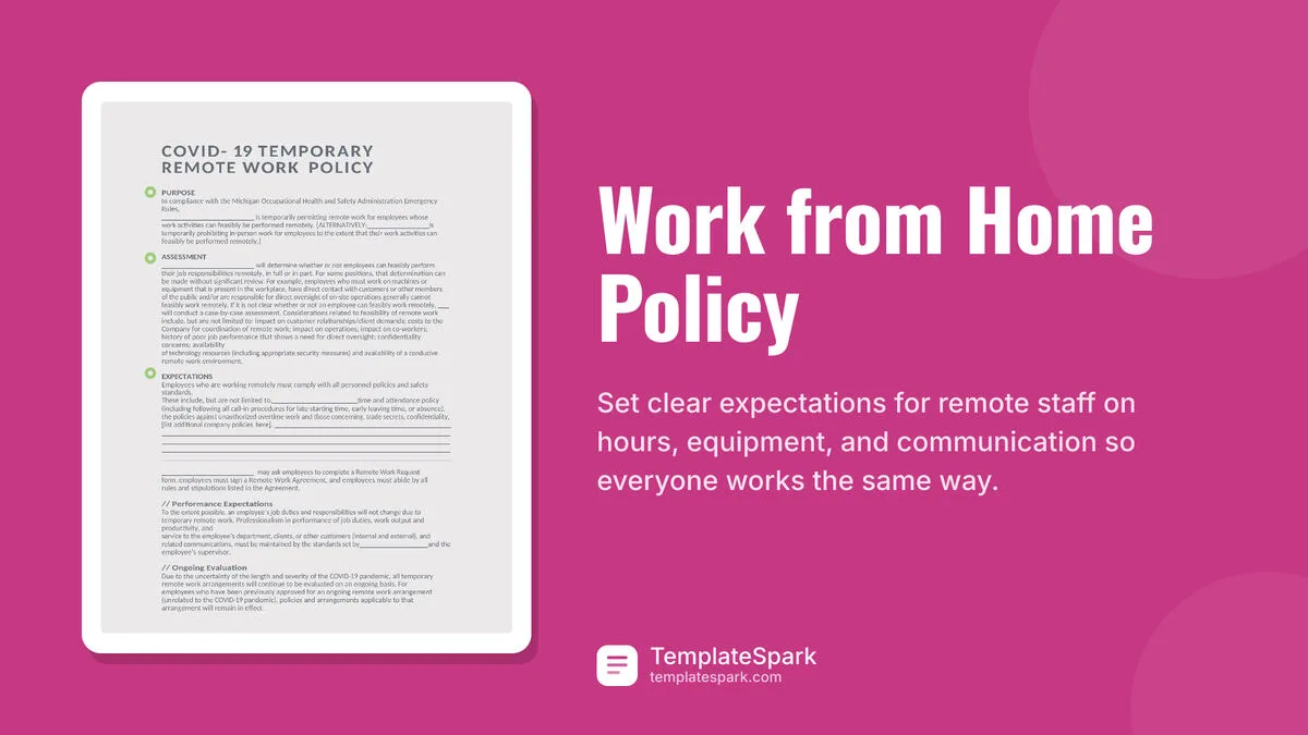 Work from Home Policy Work from Home Policy