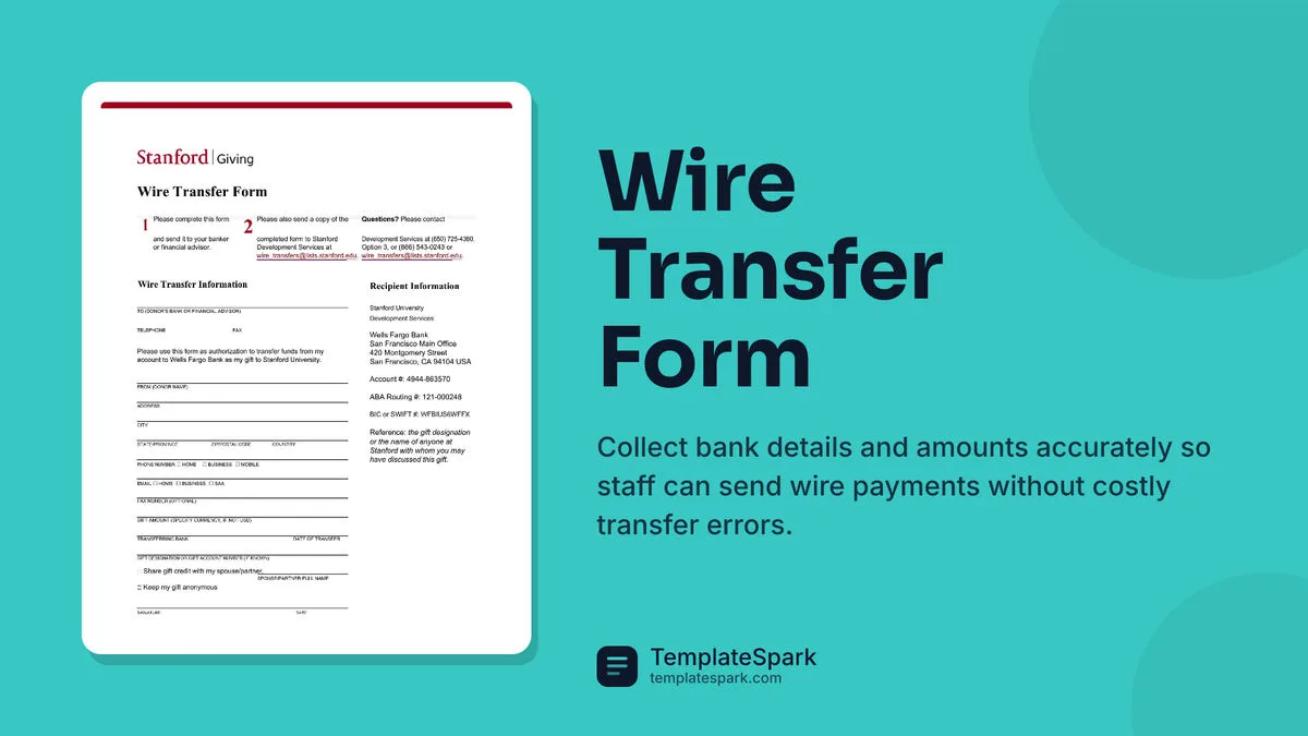 Wire Transfer Form Wire Transfer Form