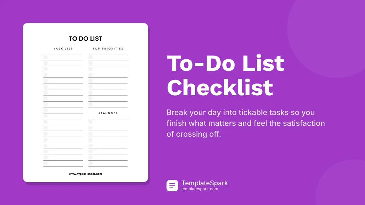 To-Do List Checklist To-Do List Checklist