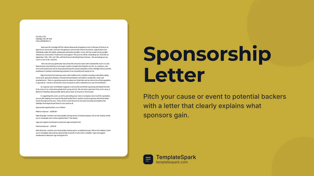 Sponsorship Letter Sponsorship Letter