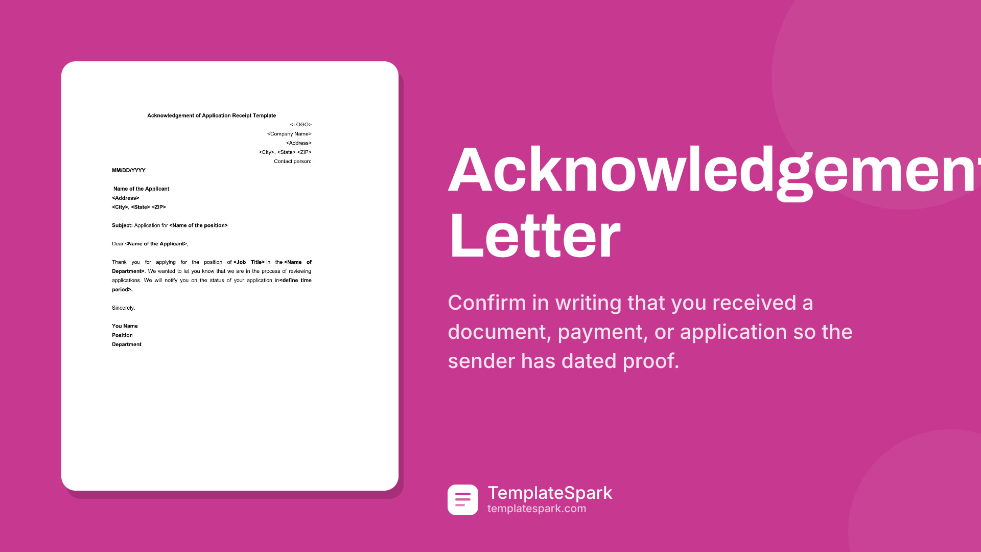 Acknowledgement Letter
