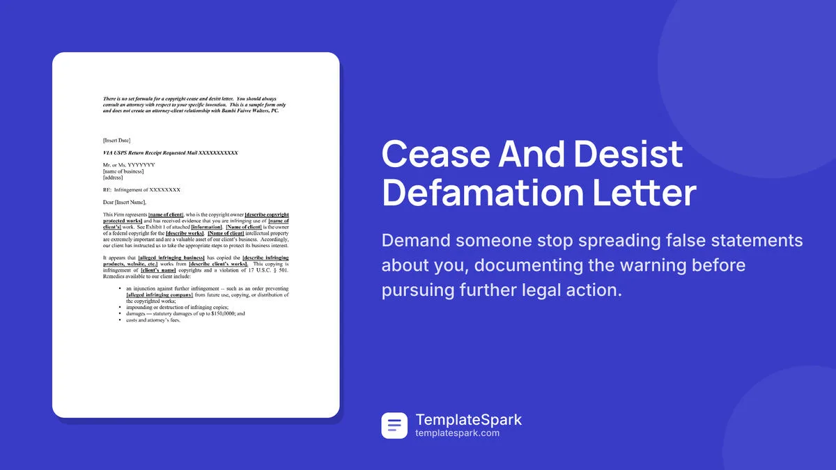 Cease And Desist Defamation Letter Cease And Desist Defamation Letter